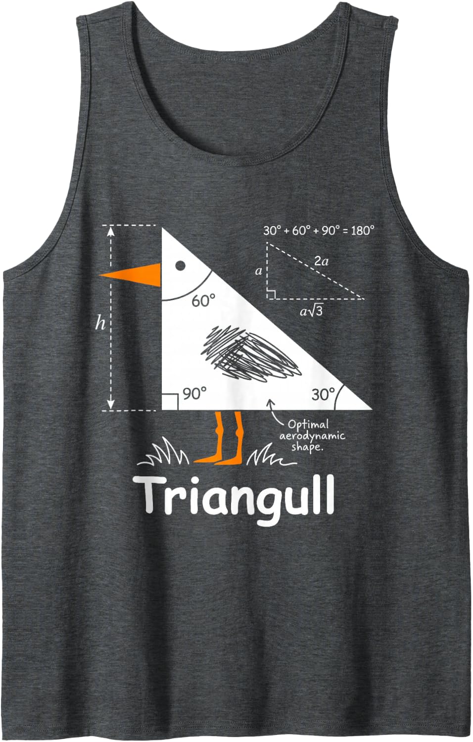 Triangull Triangle Seagull Bird Pun Funny Math Teacher Sleeveless Tank Top - Dark Heather Grey