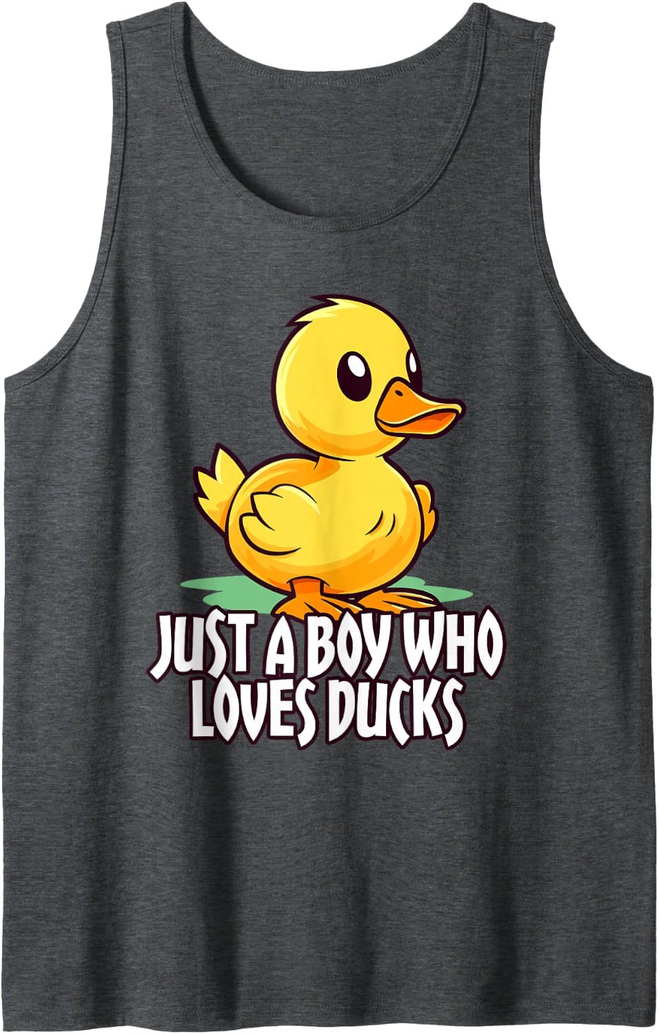 Cute Cartoon for Duck Lover just a boy who Loves Ducks Gifts Sleeveless Tank Top - Dark Heather Grey