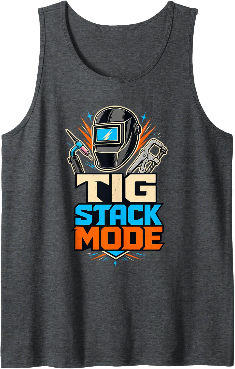 TIG Stack Mode Welder Work Tank Top - Dark Heather Grey