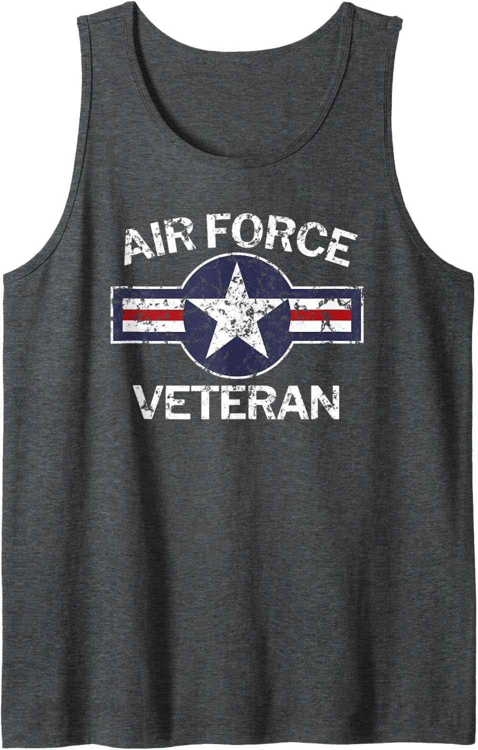 Air Force Veteran with Vintage Roundel Grunge Tank Top - Dark Heather Grey