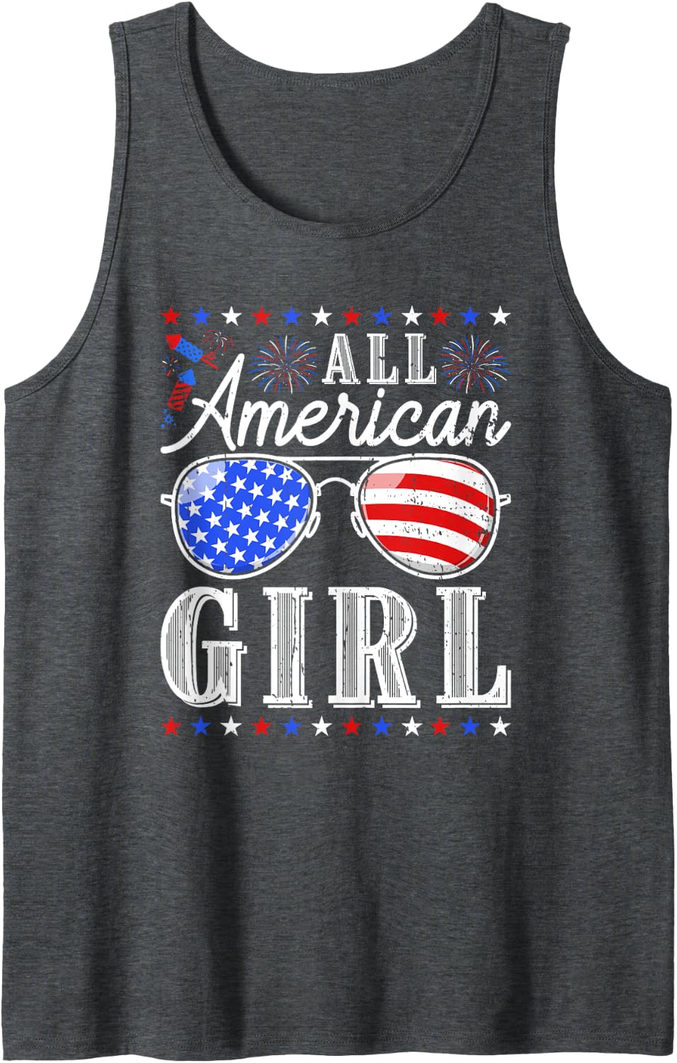 All American Girl 4th Of July Patriotic USA Independence Day Tank Top - Dark Heather Grey