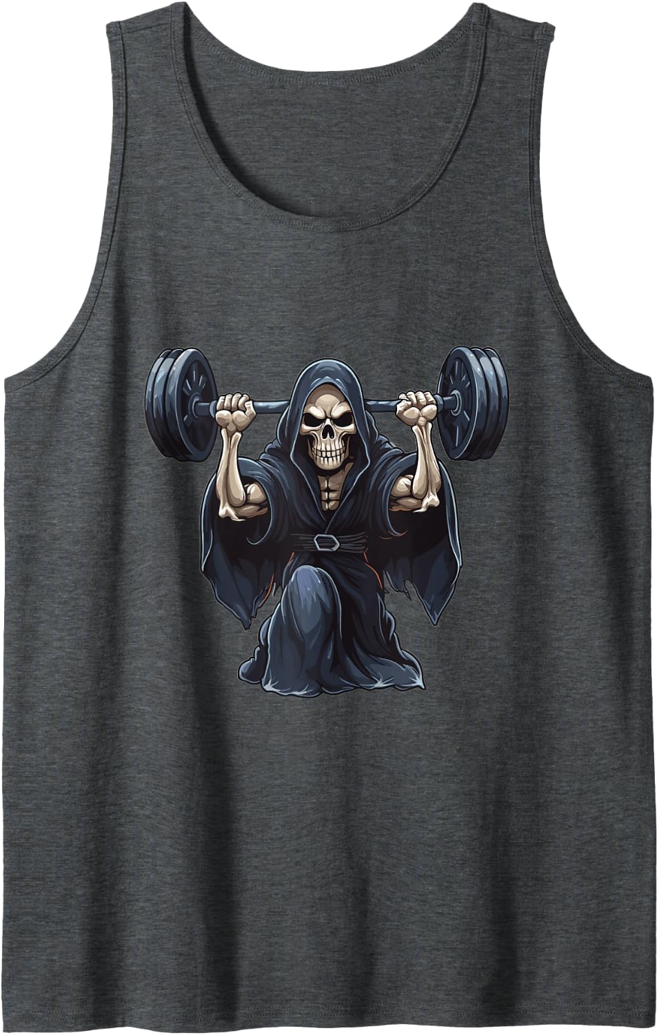 Muscle Deadlift Grim Reaper Darkness Fitness Tank Top - Dark Heather Grey