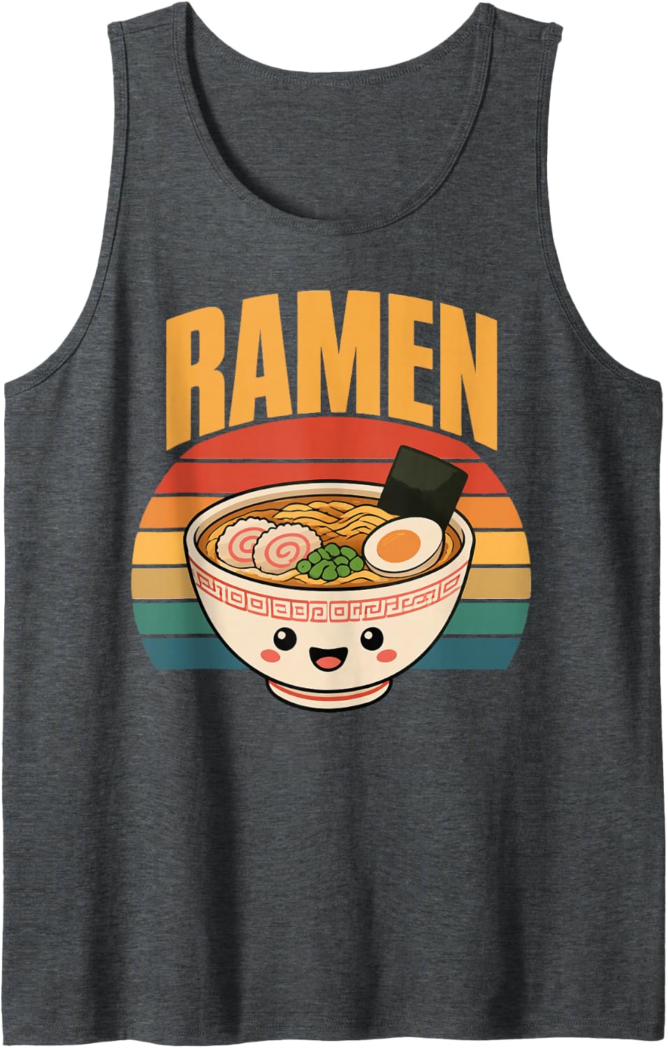 Vintage Ramen Lover Japanese Noodles Sleeveless Tank Top - Dark Heather Grey
