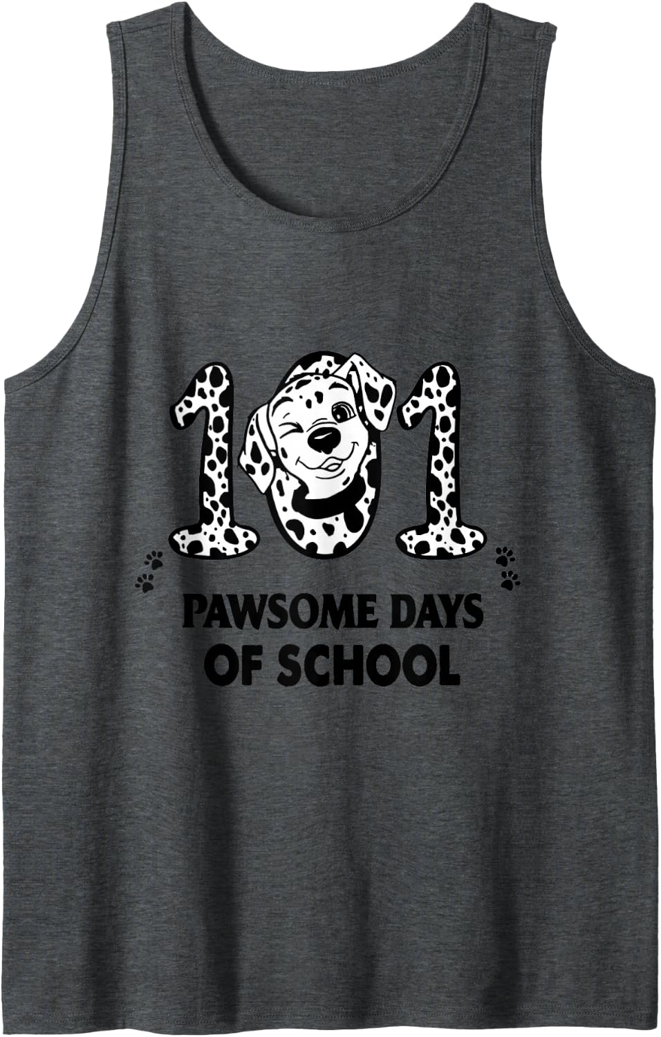 101 Pawsome Days of School Dalmatian Dog Teacher Kids Gift Sleeveless Tank Top - Dark Heather Grey