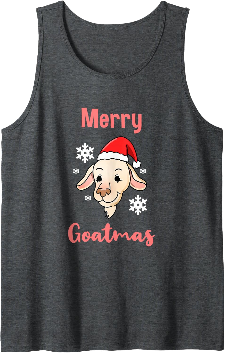 Merry Goatmas Christmas Goat Lover Gift Tank Top - Dark Heather Grey