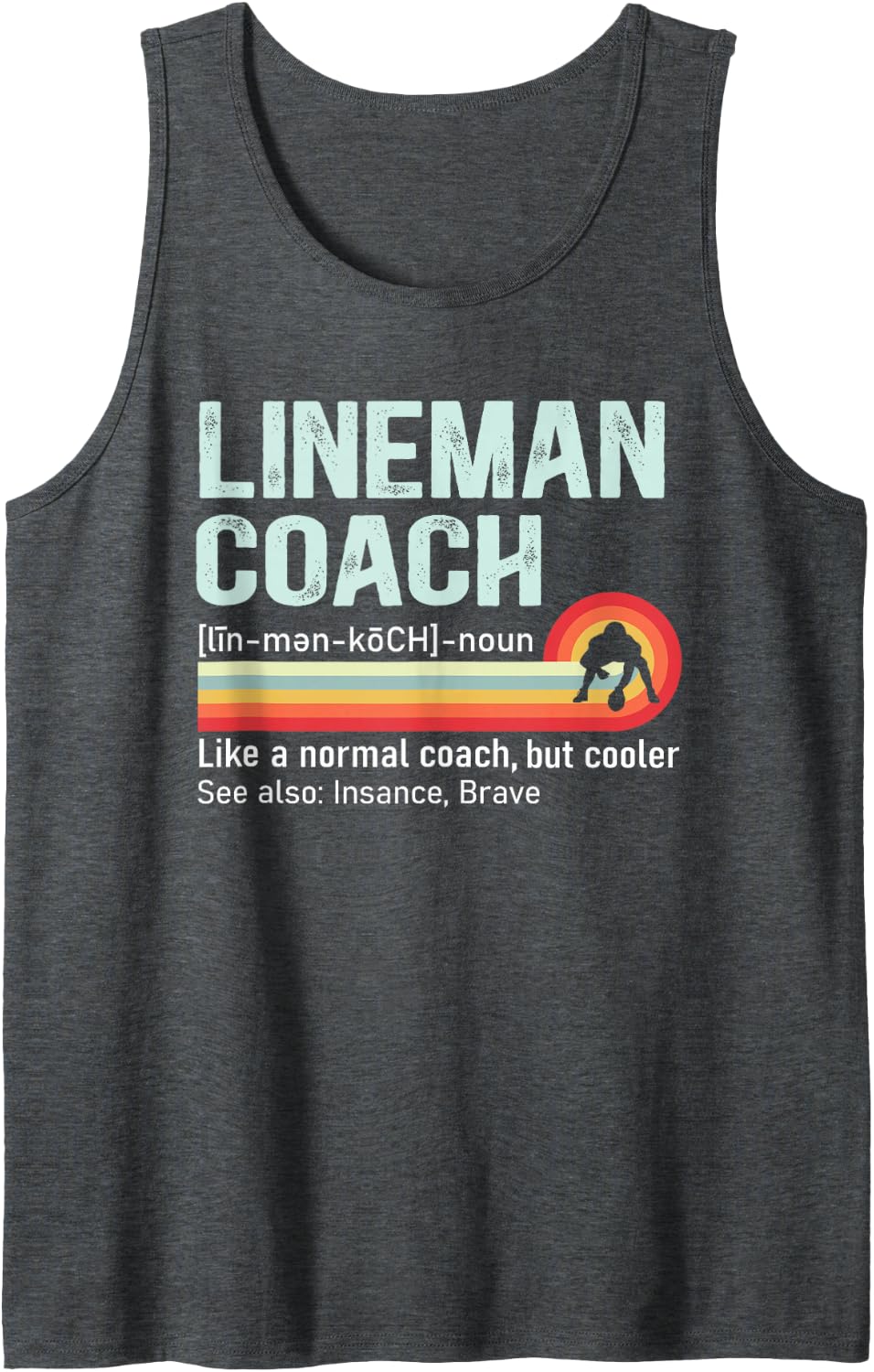Offensive Lineman Retro Football Linemen Coach Definition Sleeveless Tank Top - Dark Heather Grey