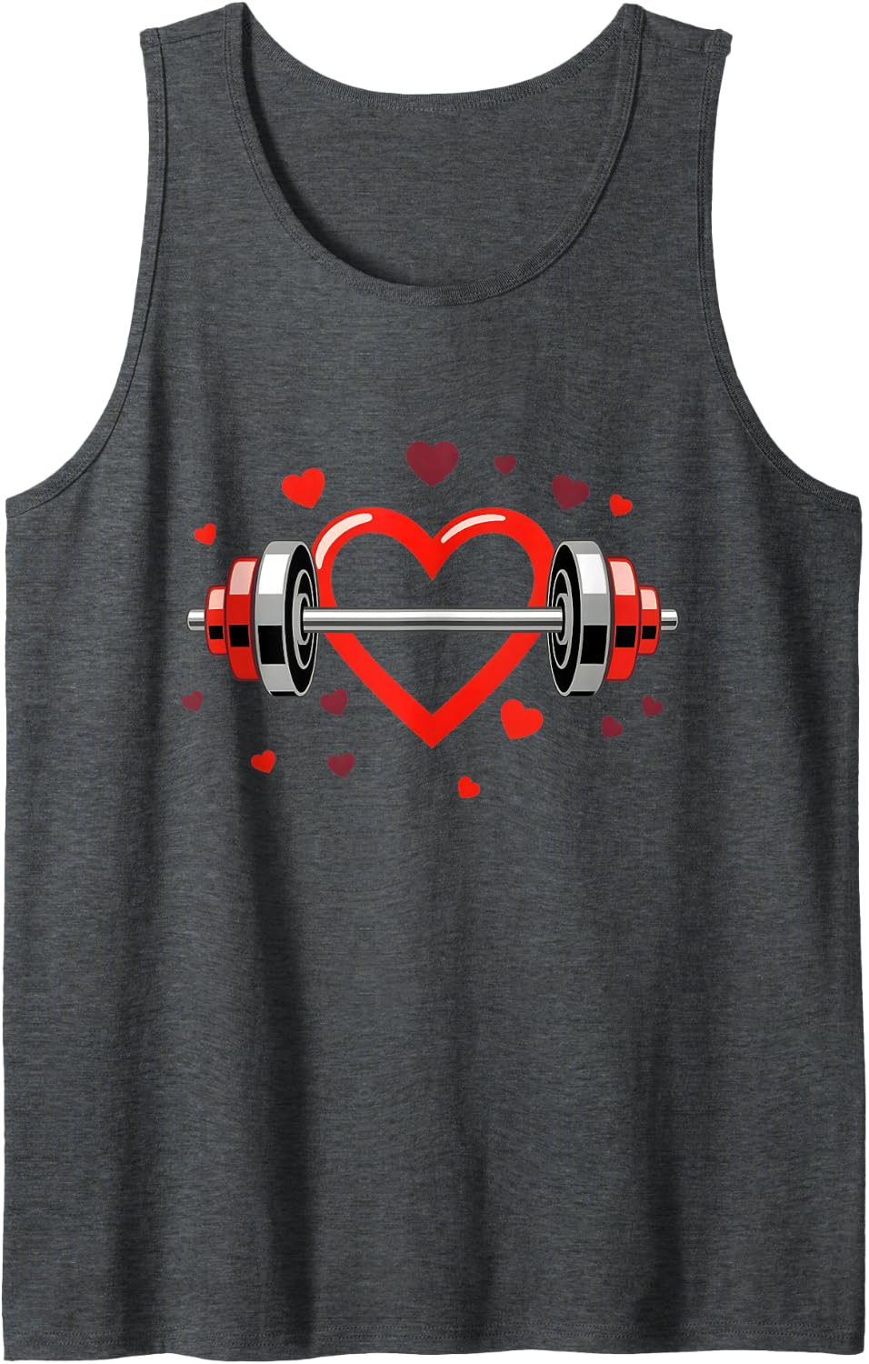 Fitness Heart Barbell Valentine's Day Gym Workout Women Men Tank Top - Dark Heather Grey