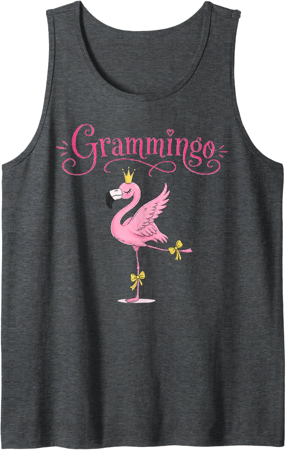 Grammingo Flamingo Crowned Grandma Design Tank Top - Dark Heather Grey