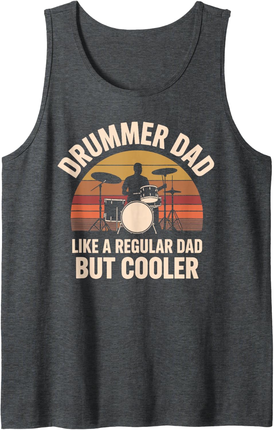 Drummer Dad Art for Dad Father Men Drum Player Percussionist Sleeveless Tank Top - Dark Heather Grey