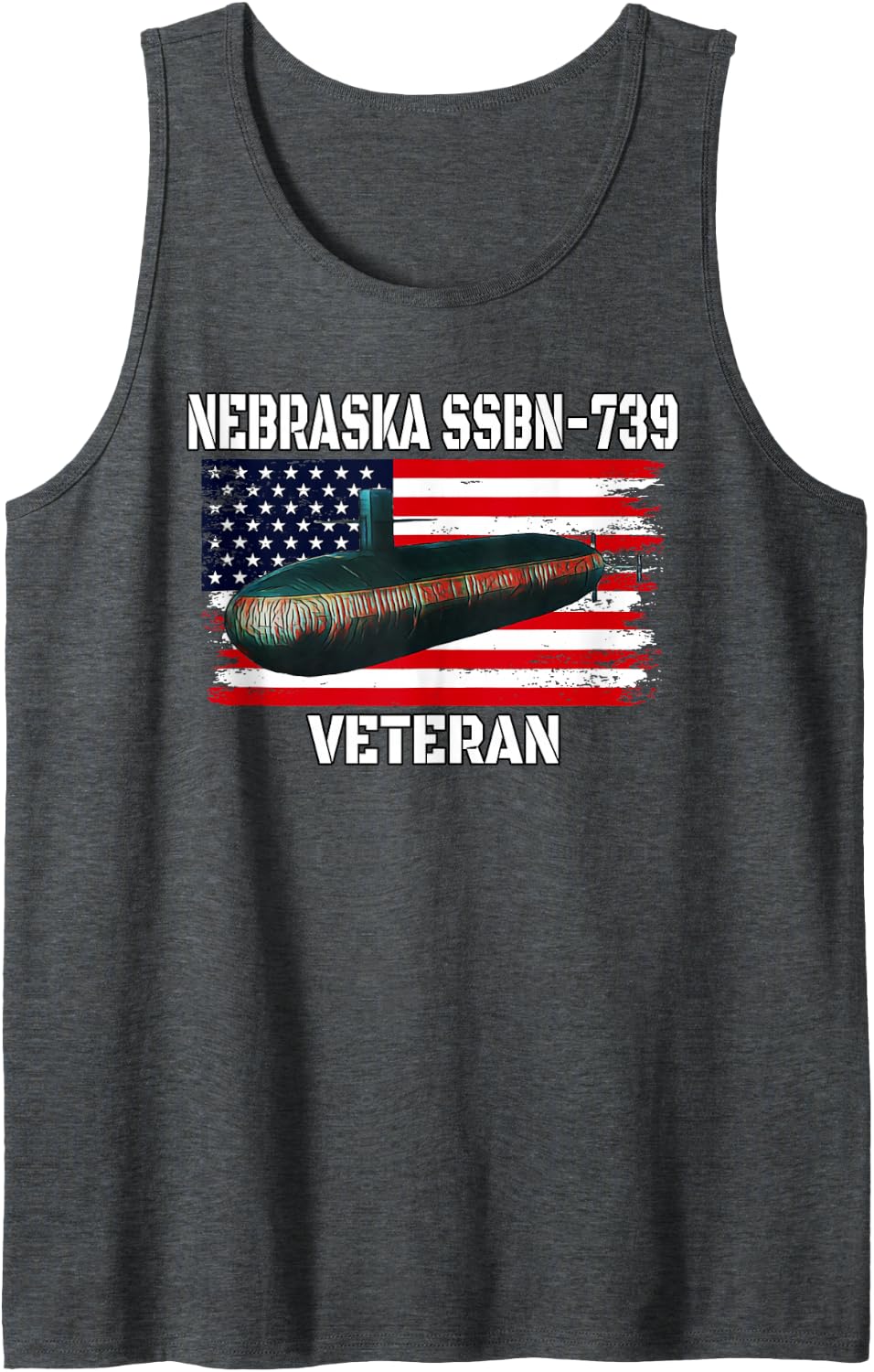 Submarine USS Nebraska SSBN-739 Veteran Grandfather Dad Son Sleeveless Tank Top - Dark Heather Grey