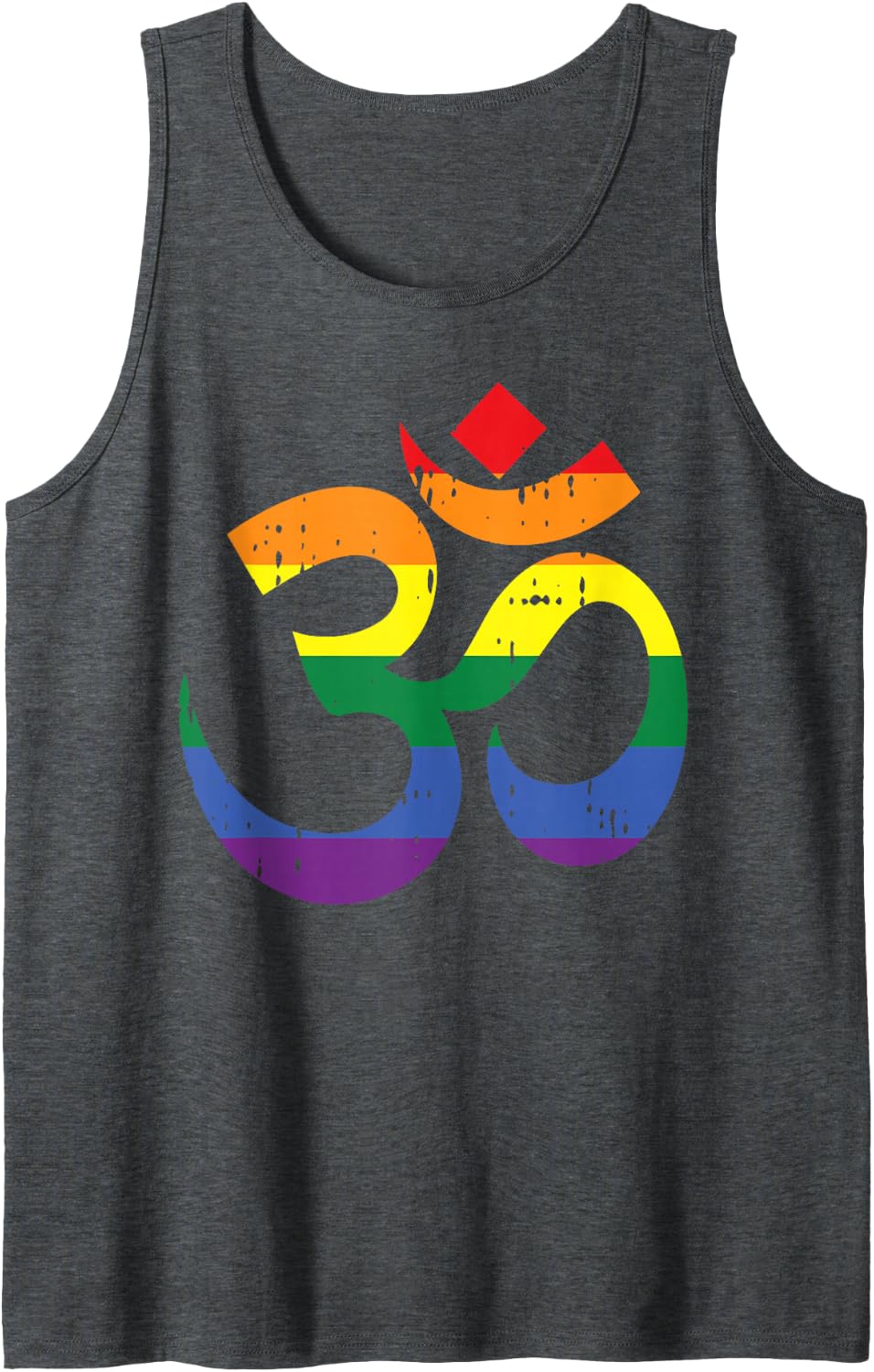 Om Aum Symbol Yoga Rainbow Gay Pride Yogi LGBT Flag Gift Tank Top - Dark Heather Grey