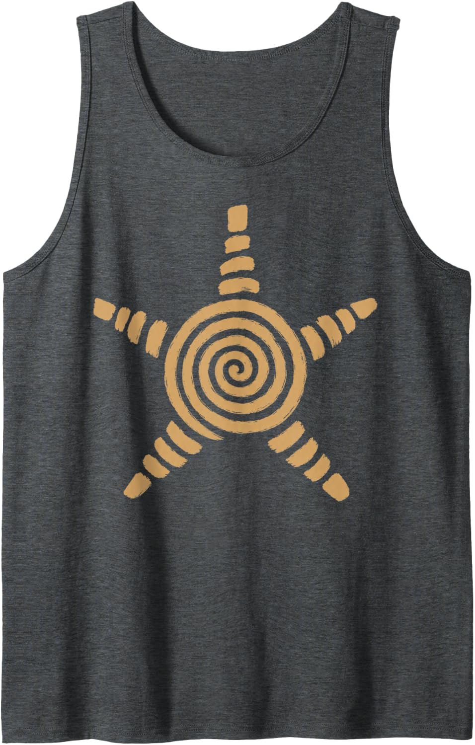Spiral Star y2k Whimsy Grunge Vintage Alt Brown Graphic Art Sleeveless Tank Top - Dark Heather Grey