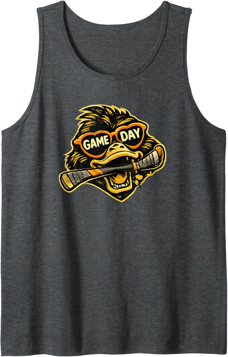 Funny Hockey Duck Game Day Vintage Shirt Fans Tank Top - Dark Heather Grey