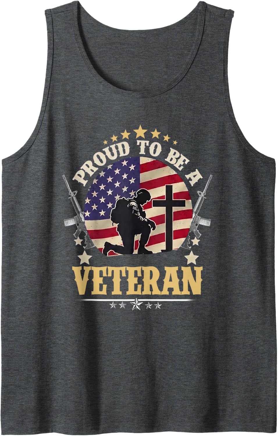 Proud Be A Veteran of The USA Veteran Veterans Day-Patriotic Sleeveless Tank Top - Dark Heather Grey