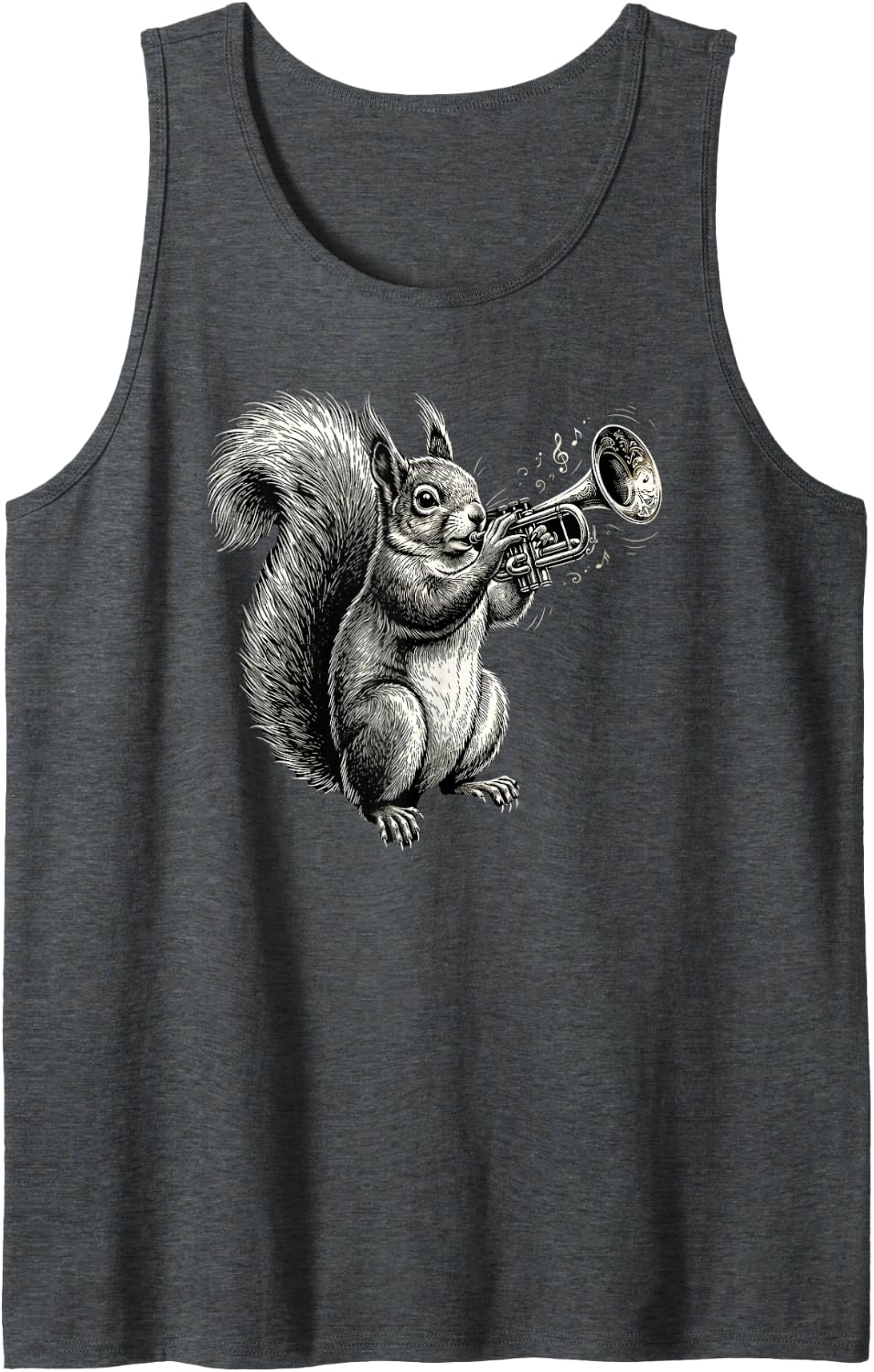 Squirrel Playing Trumpet Player Musician Trumpeter Music Tank Top - Dark Heather Grey