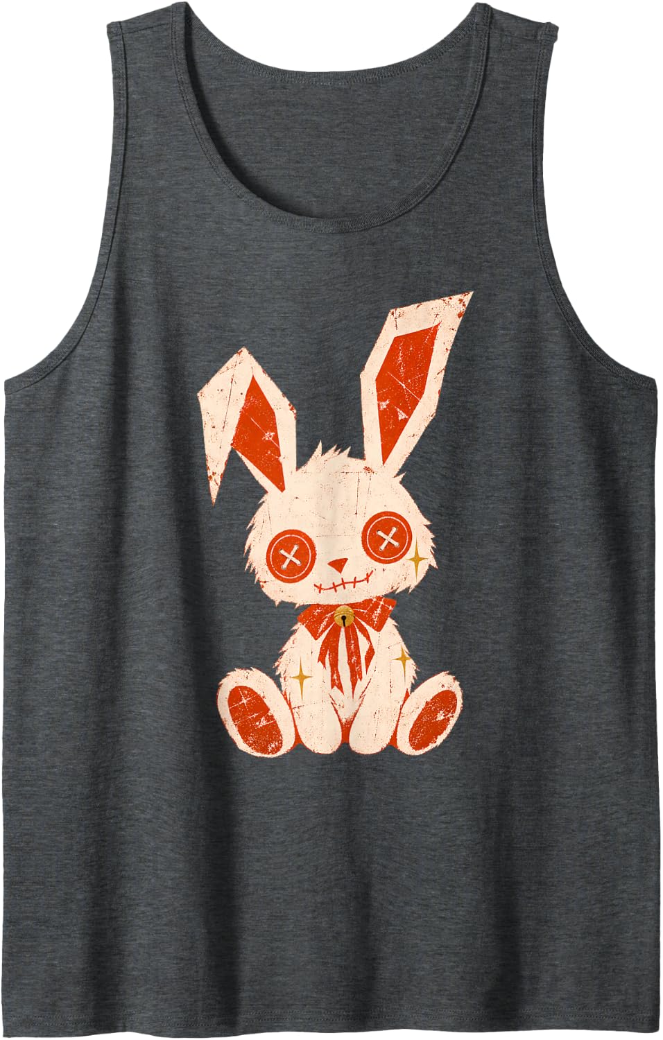 Goth Bunny Creepy Cute Alt Grunge Aesthetic Horror Sleeveless Tank Top - Dark Heather Grey
