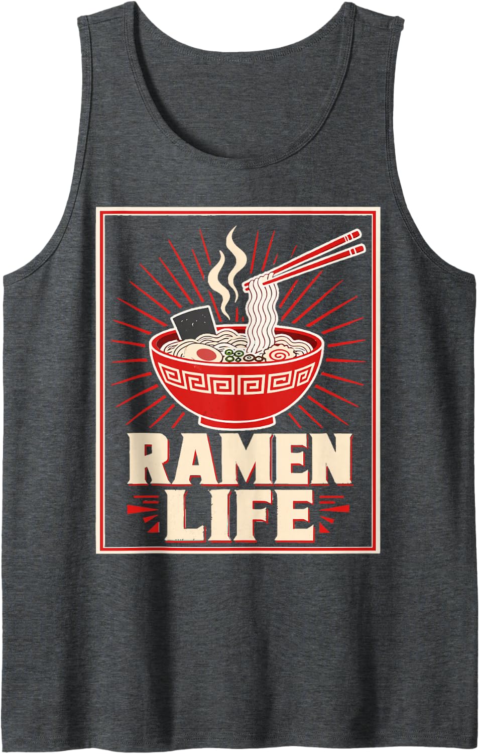 Ramen Lover Graphic Japanese Noodles Sleeveless Tank Top - Dark Heather Grey