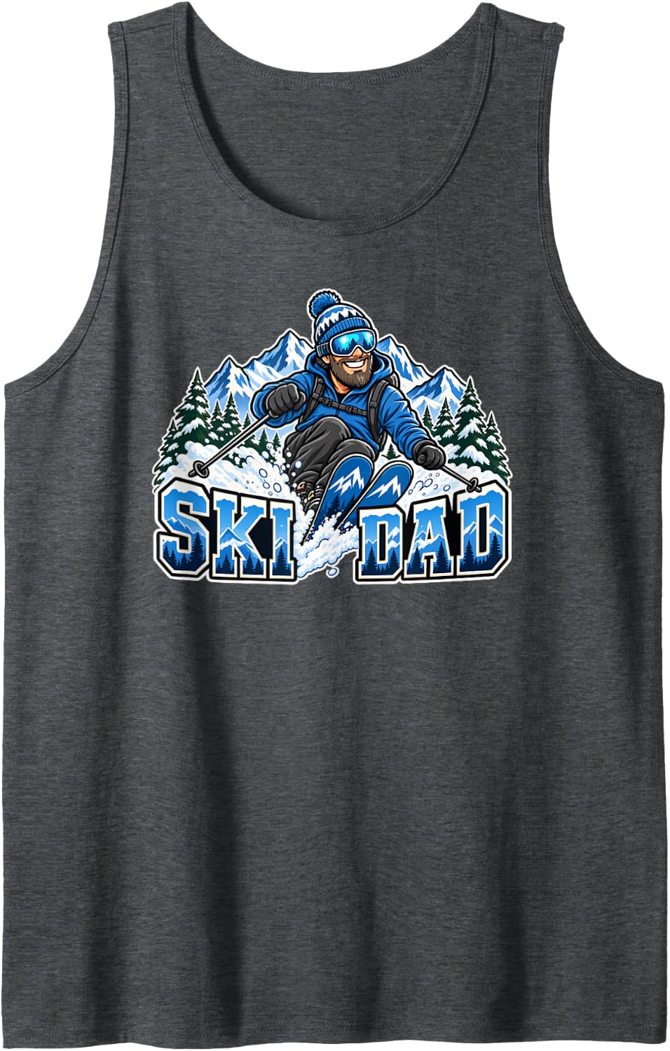 Ski Dad Winter Sports Mountain Snowboarding Skier Enthusiast Sleeveless Tank Top - Dark Heather Grey