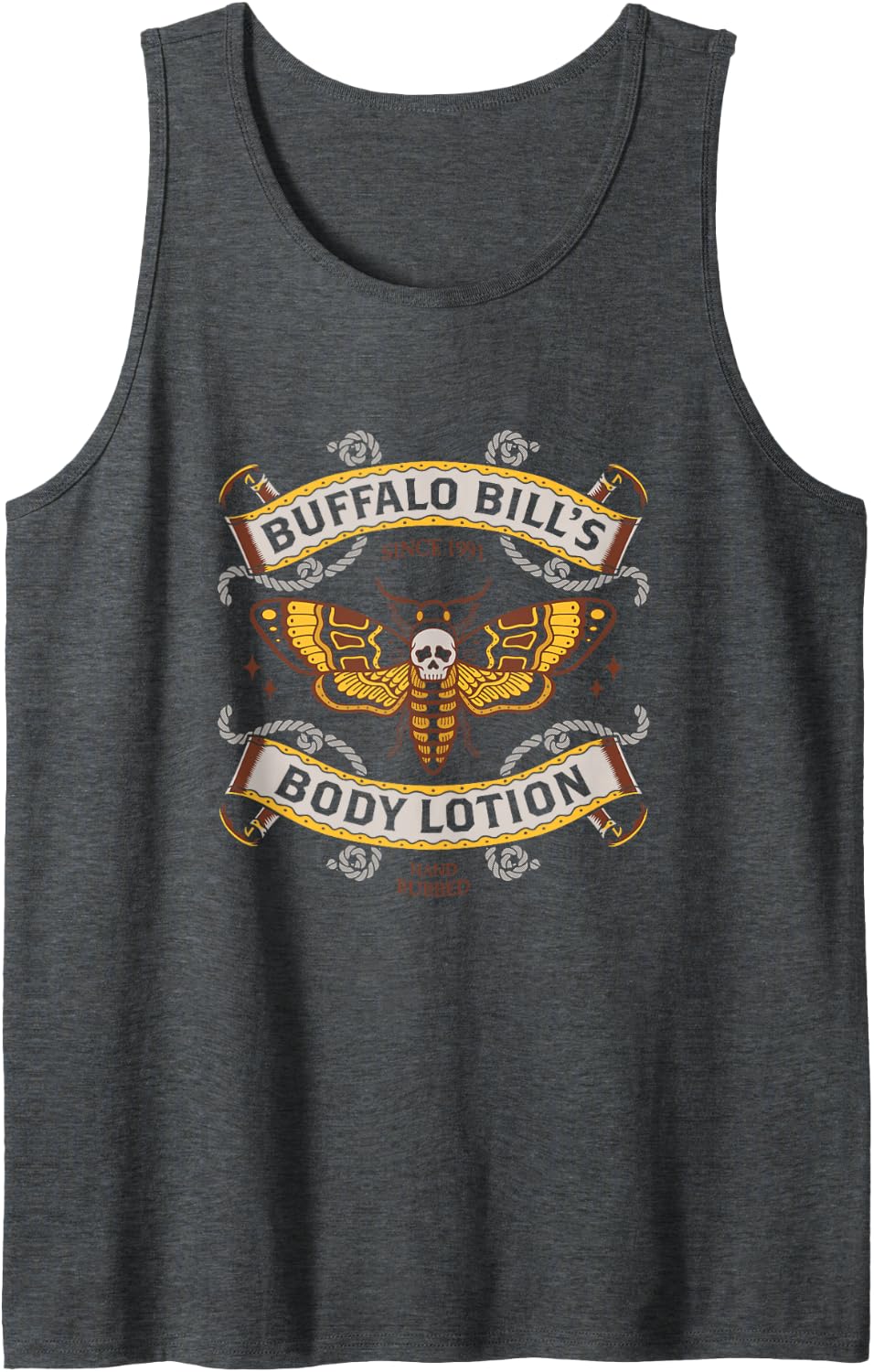 Goth Body Lotion - Deaths Head Moth - Vintage Tattoo Tank Top - Dark Heather Grey
