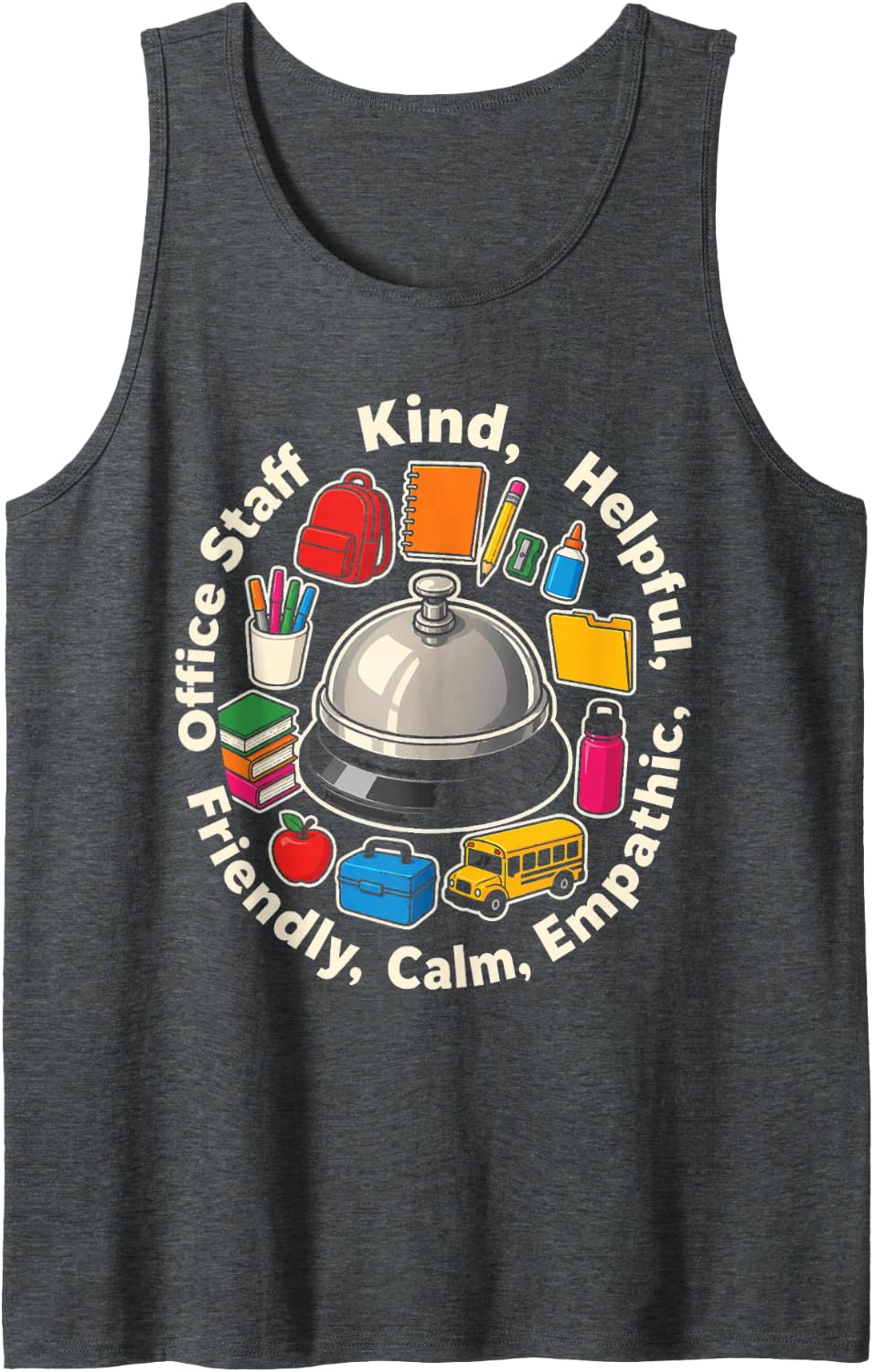 School Secretary Kind Helpful Empathic Calm Office Staff Sleeveless Tank Top - Dark Heather Grey