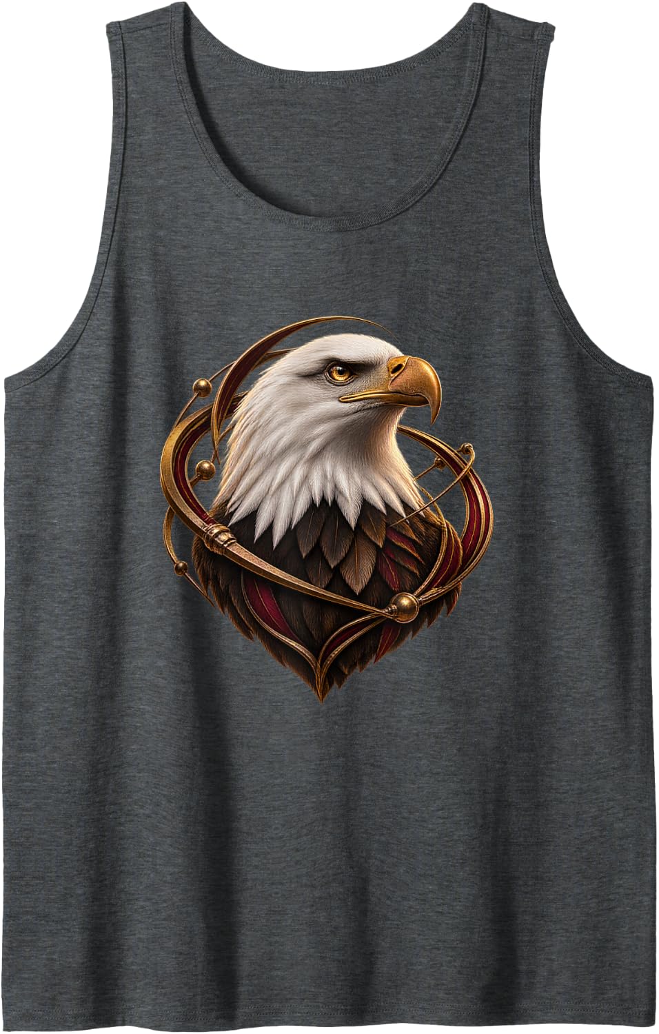 Bald Eagle with Brass Orbit Rings Raptor Bird Art Sleeveless Tank Top - Dark Heather Grey