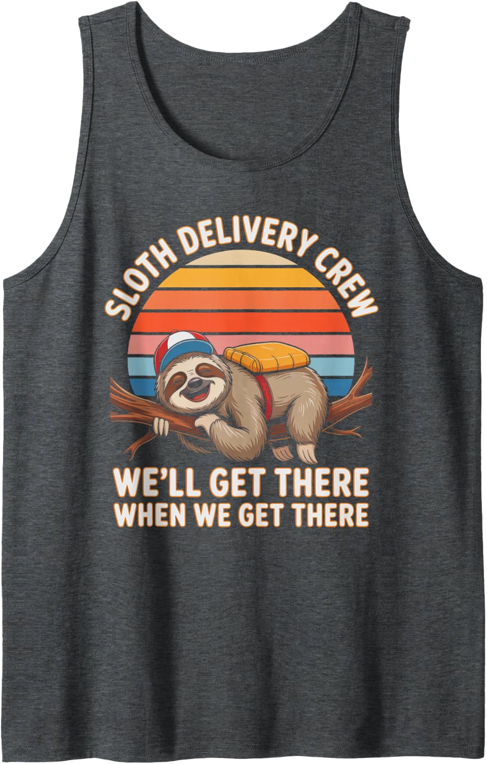 Cute Sloth DELIVERY Crew Service Pizza Guy Award Team Relax Sleeveless Tank Top - Dark Heather Grey