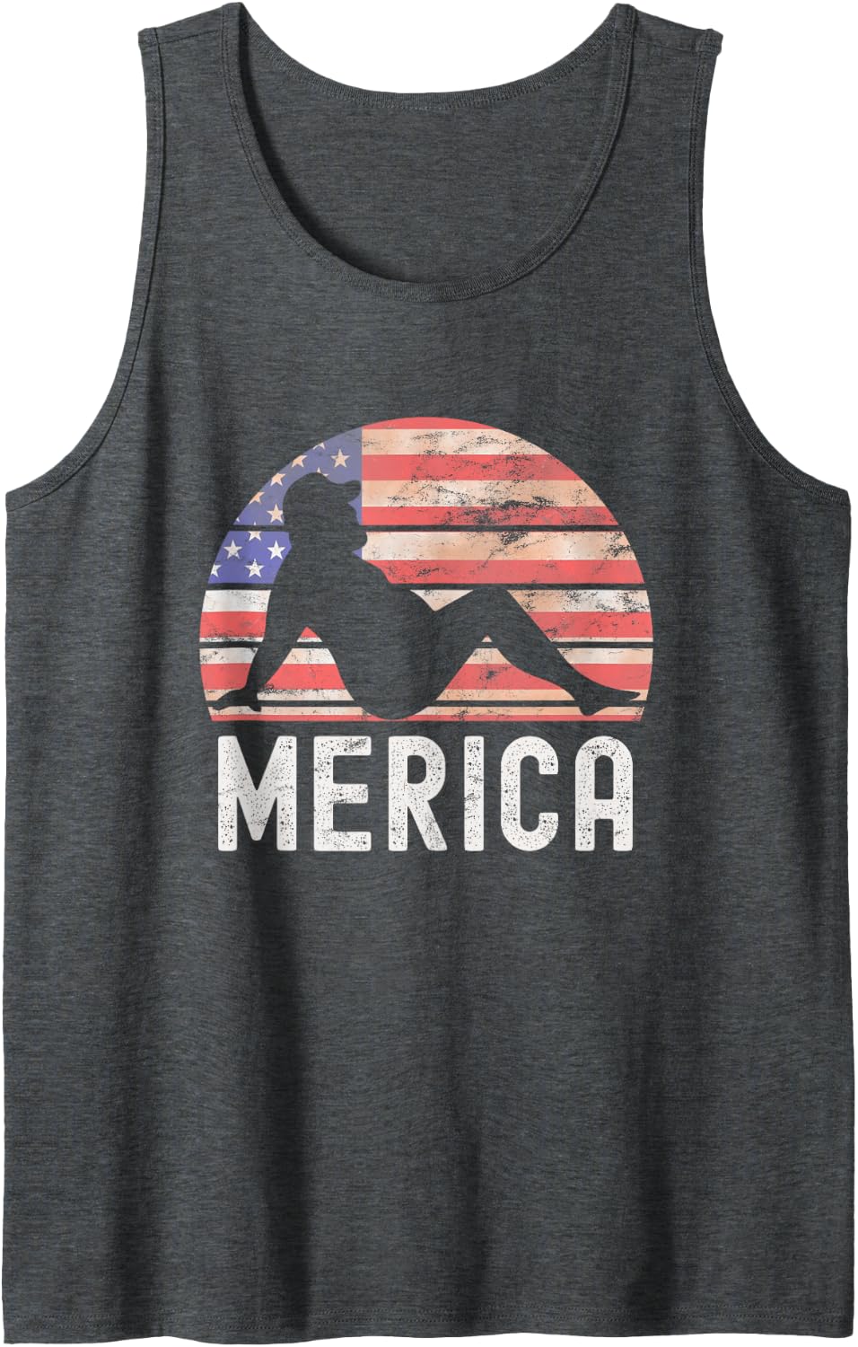 Merica Funny Patriotic USA Flag Design American Tank Top - Dark Heather Grey