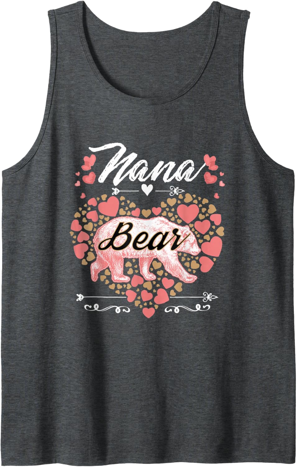 Nana Bear Shirt for Women - Sweet Mother's Day and Birthday Sleeveless Tank Top - Dark Heather Grey