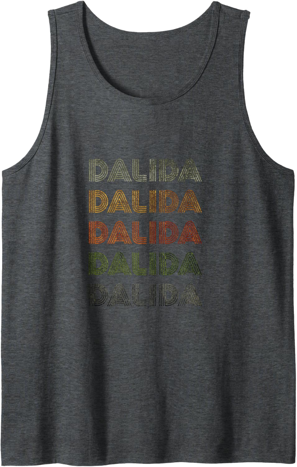Love Heart Dalida Tee Grunge Vintage Style Black Dalida Sleeveless Tank Top - Dark Heather Grey