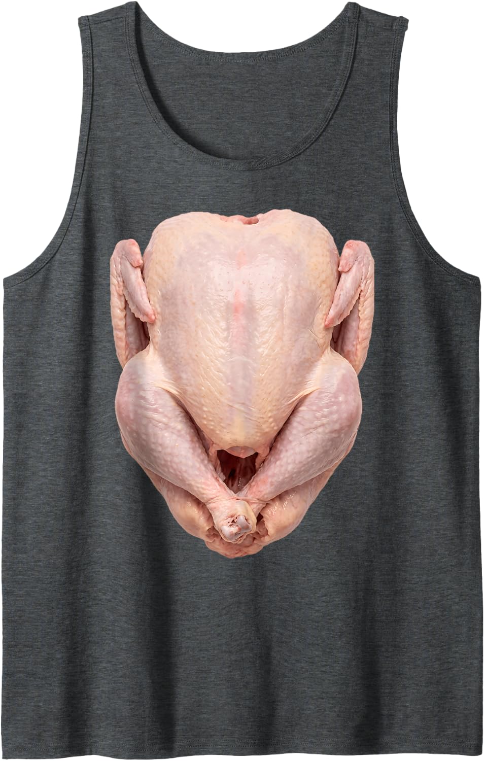 Raw Chicken Funny Poultry Meat Humor Novelty Lover Food Sleeveless Tank Top - Dark Heather Grey