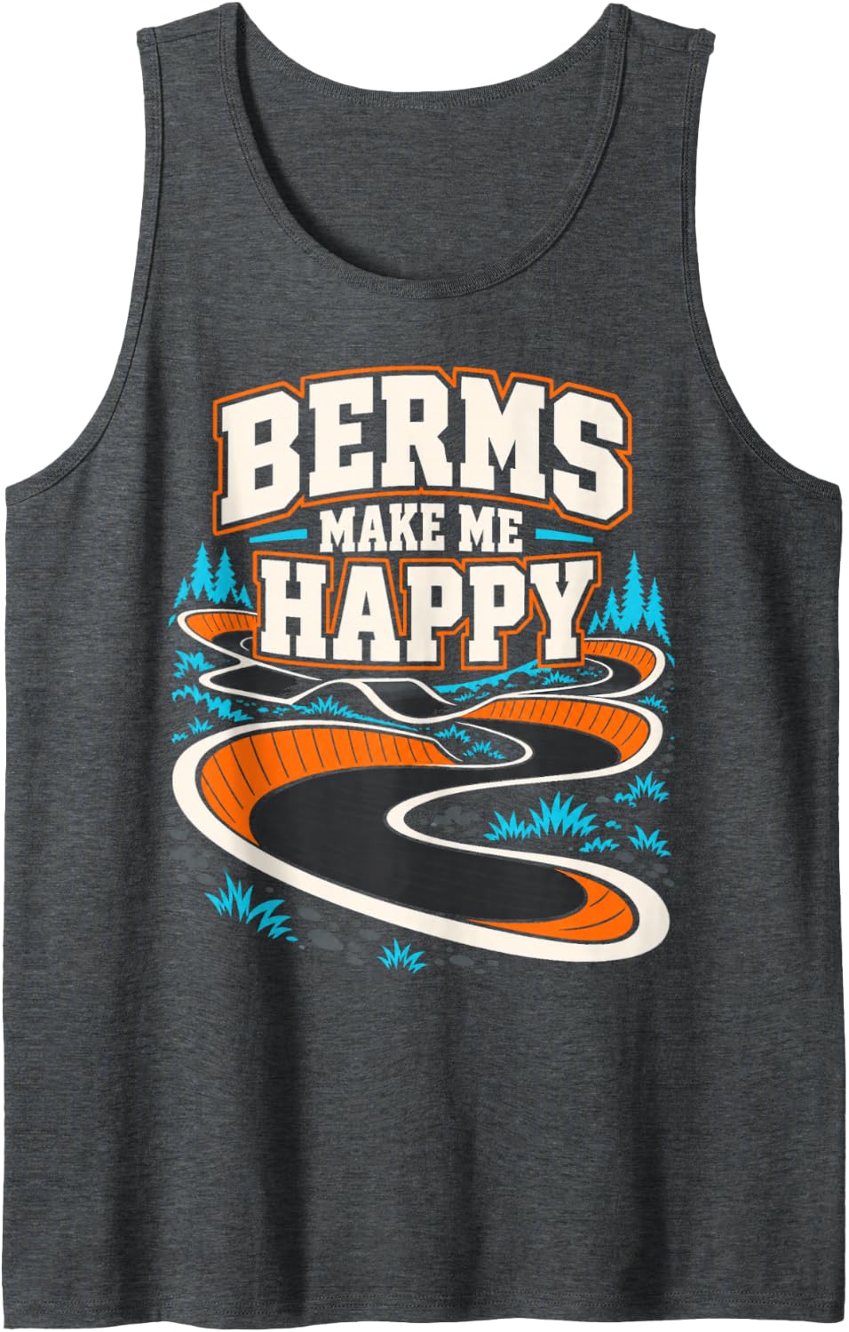 Pump Track Mountain Bike Cycling Rider Dirt Track Sleeveless Tank Top - Dark Heather Grey