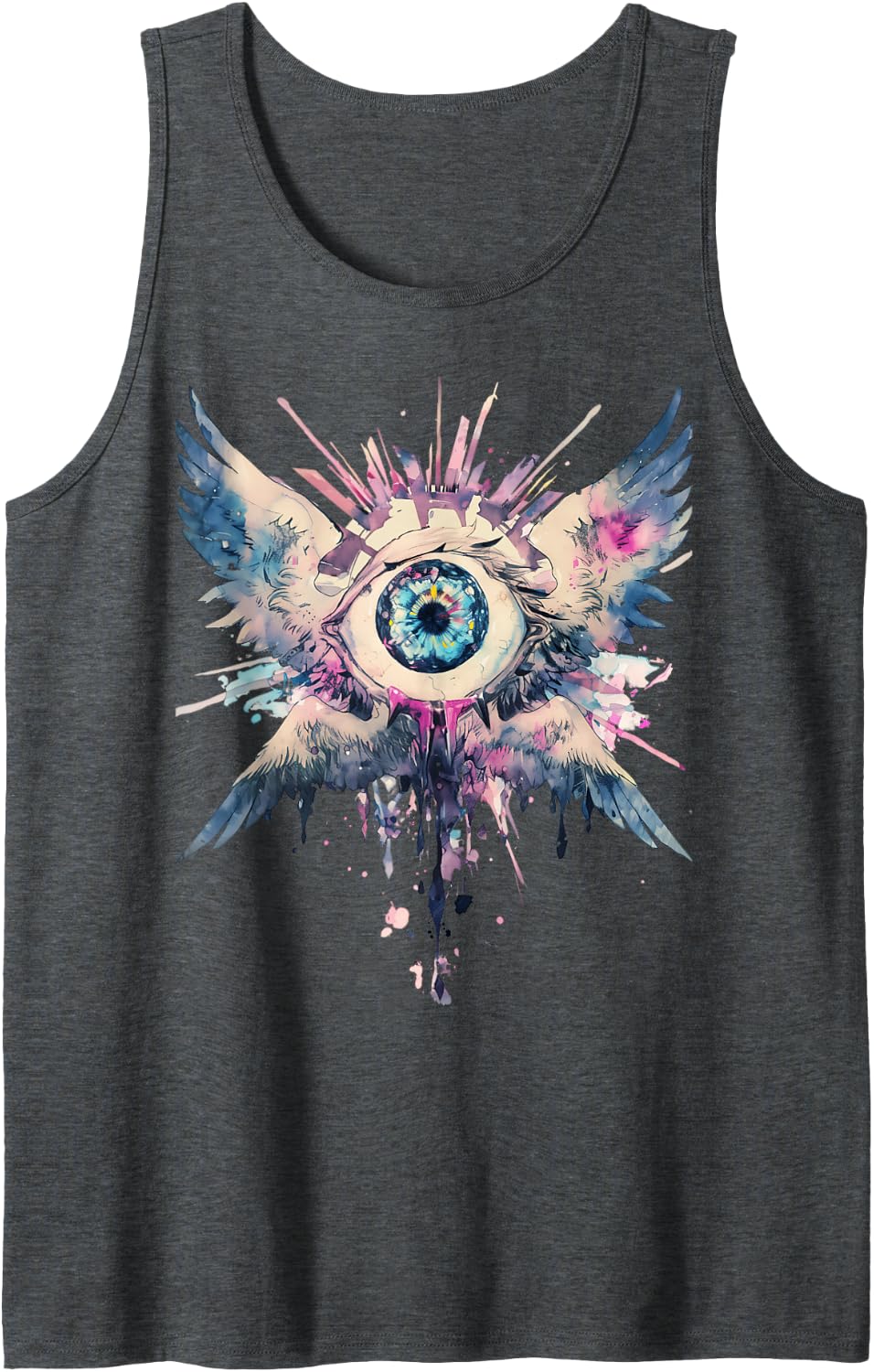 Biblically Accurate Angel Seraphim Ophanim Pastel Goth Tank Top - Dark Heather Grey