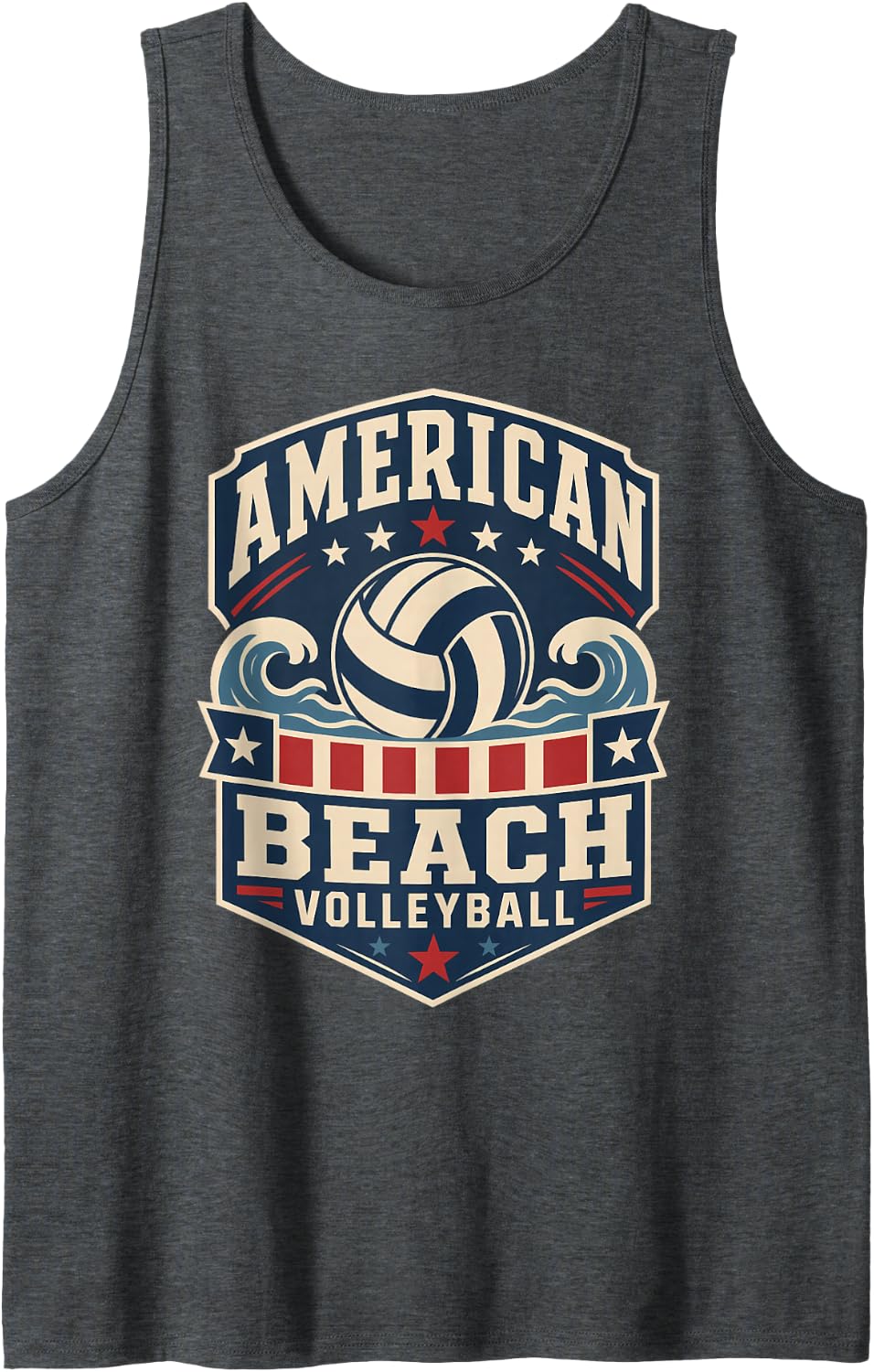 Beach Volleyball Retro Red White and Blue Tank Top - Dark Heather Grey