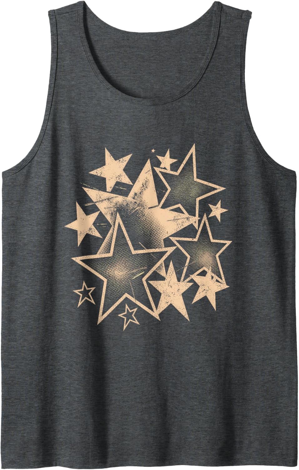 Star Y2K Grunge Halftone Stars Aesthetic Streetwear Fans Art Sleeveless Tank Top - Dark Heather Grey