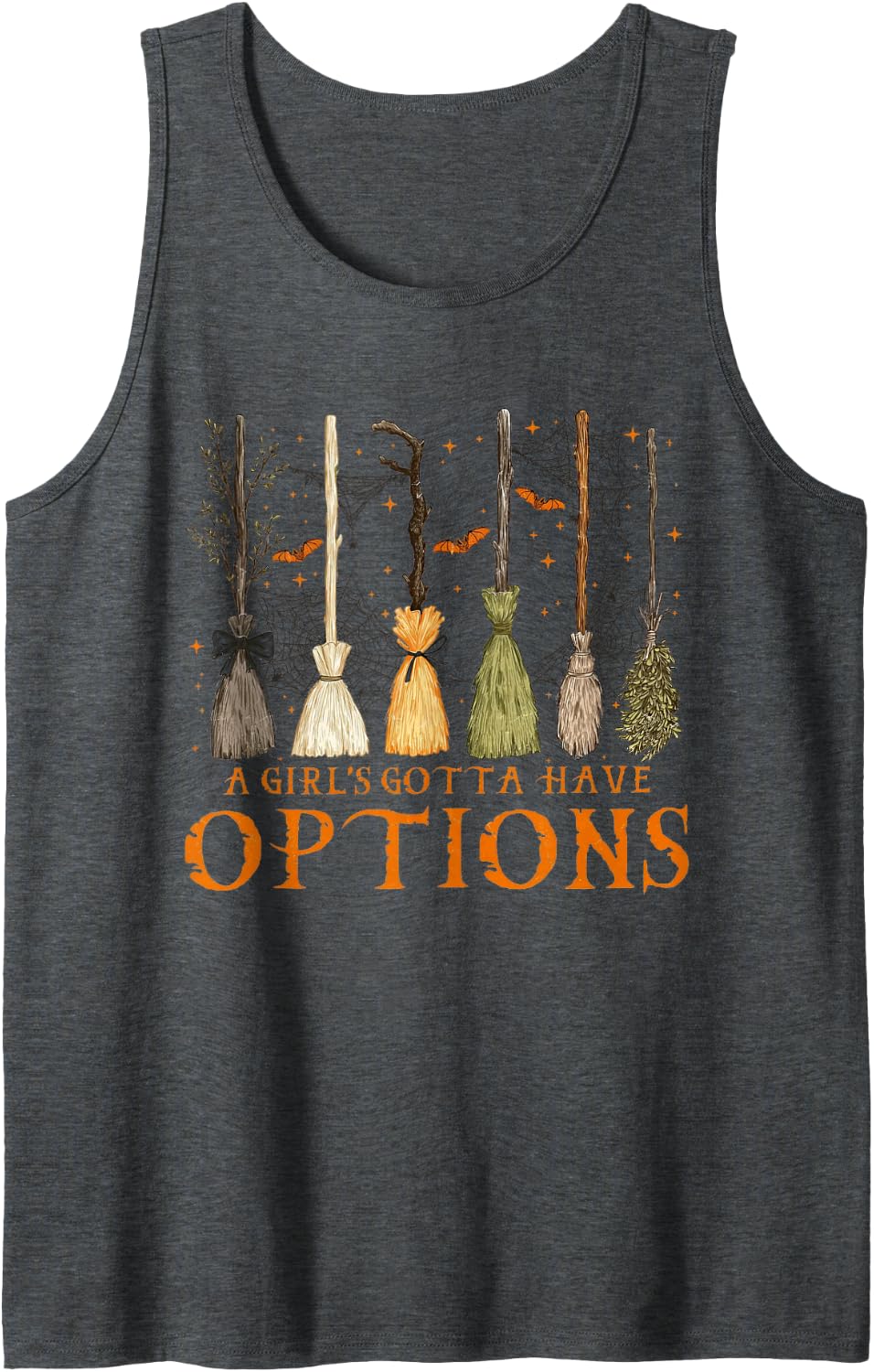 A Girl Must Have Options Sleeveless Tank Top - Dark Heather Grey