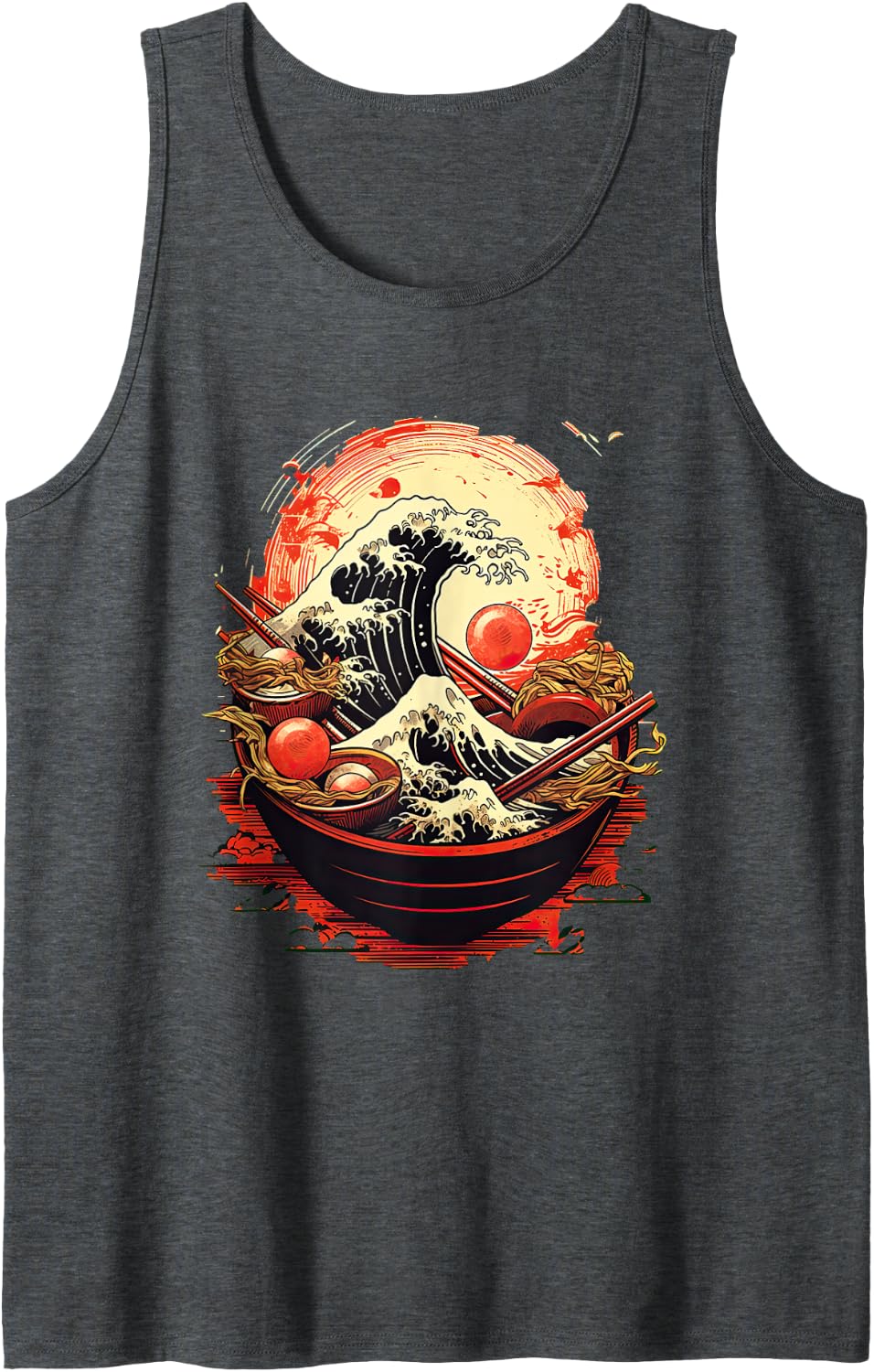Great Ramen wave vintage japanese style Tank Top - Dark Heather Grey
