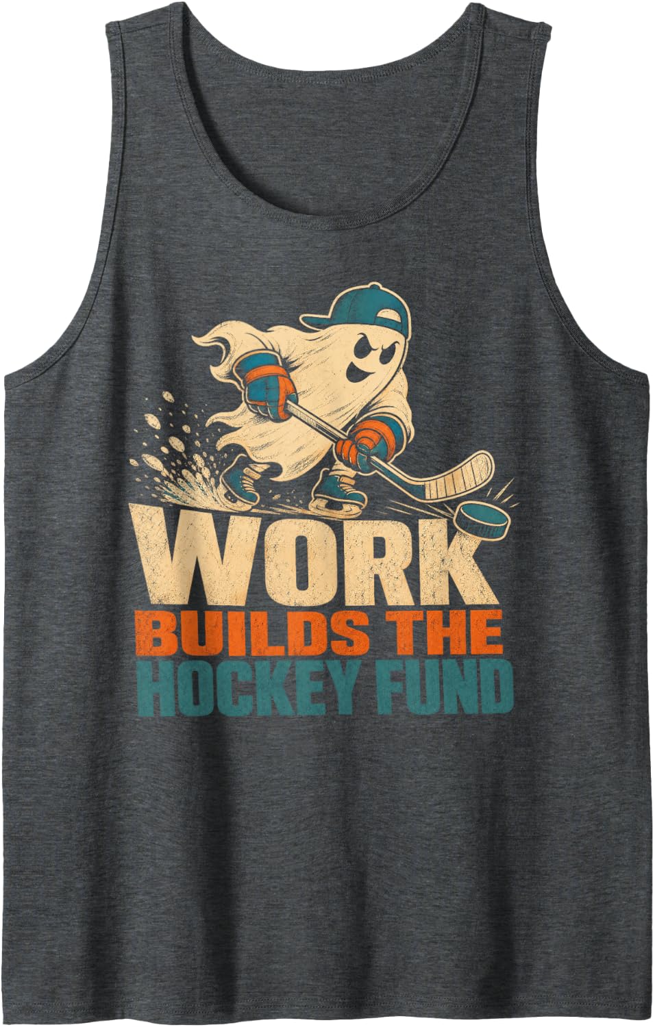 Work Builds The Hockey Fund Hockey Player Goalie Sleeveless Tank Top - Dark Heather Grey