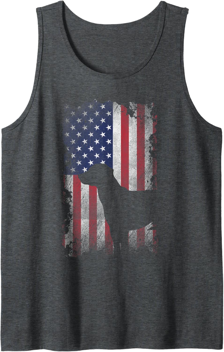 Patriotic Black Lab American Flag USA Dog Lover Tank Top - Dark Heather Grey