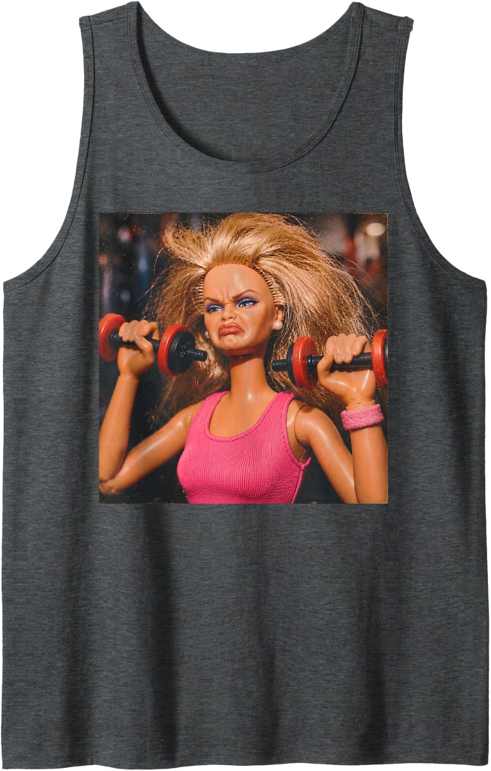 Funny Disgusting Gym Girl Vintage Workout Meme Humor Fitness Tank Top - Dark Heather Grey