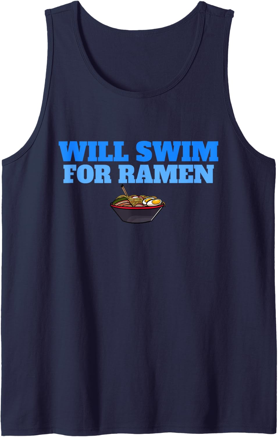 Will Swim for Ramen Funny Swimmers Swimming Tank Top - Navy Blue