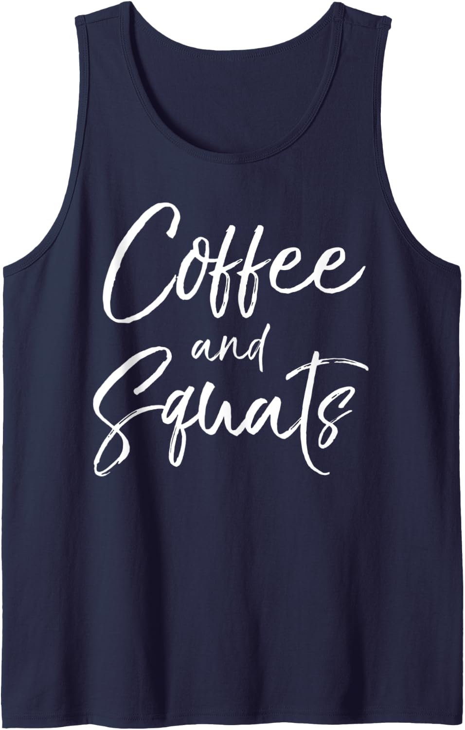 Leg Day Workout Quote for Women Cute Coffee and Squats Tank Top - Navy Blue