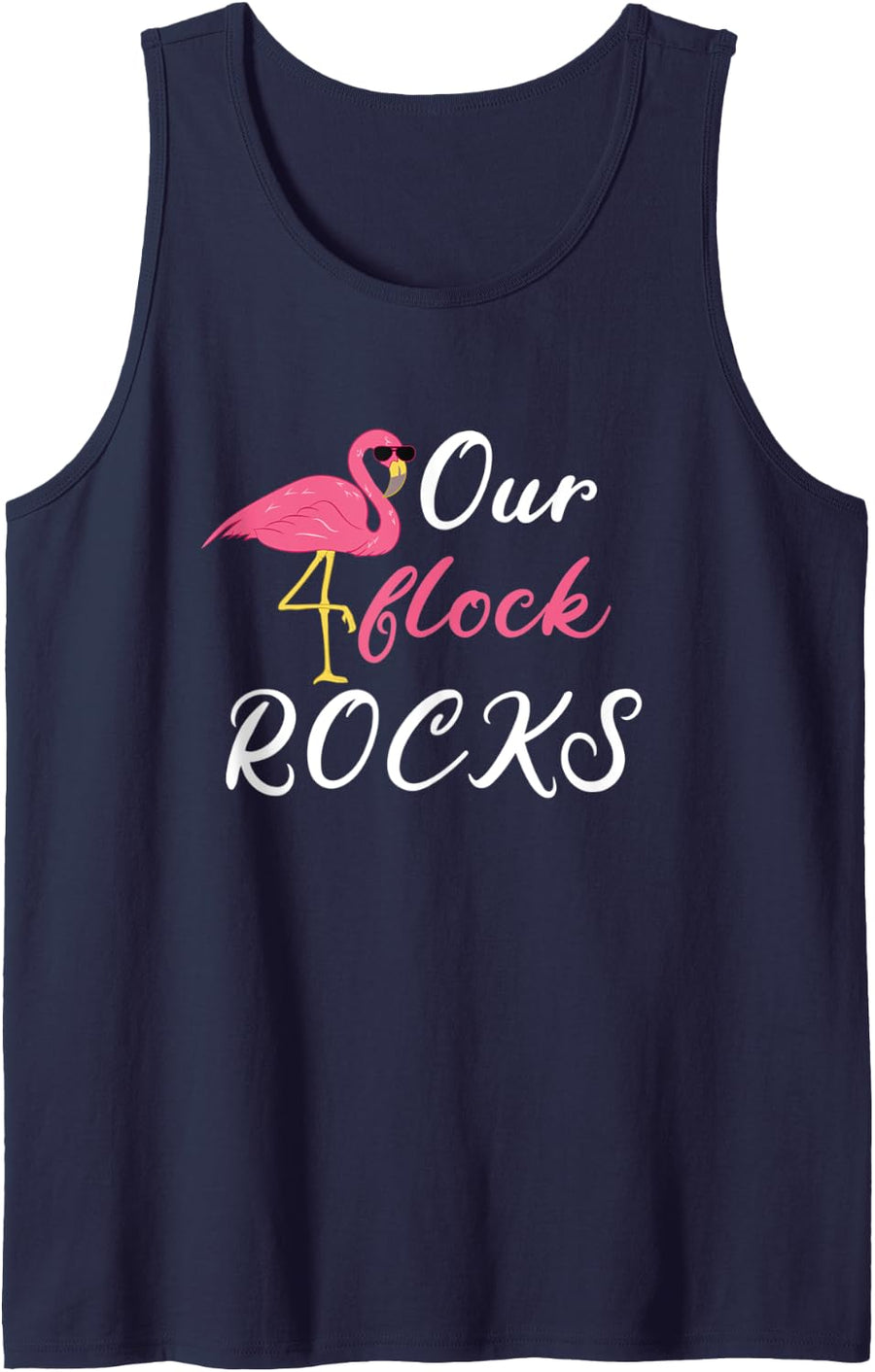 Our Flock Rocks Flamingo Mother's Day, Christmas Gift Idea Tank Top - Navy Blue