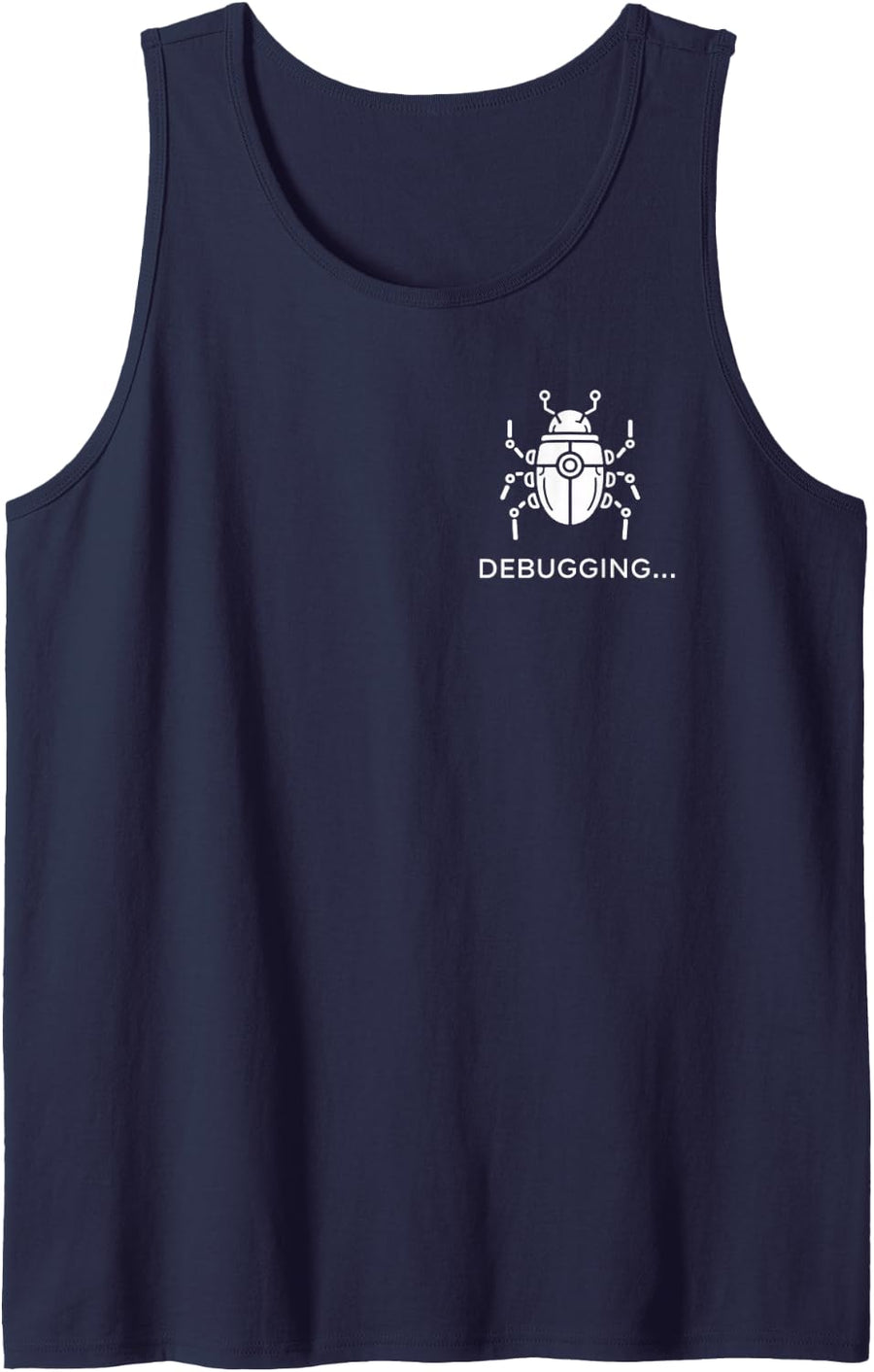 Men's Funny Debugging Robot Bug Coding Programmer Sleeveless Tank Top - Navy Blue