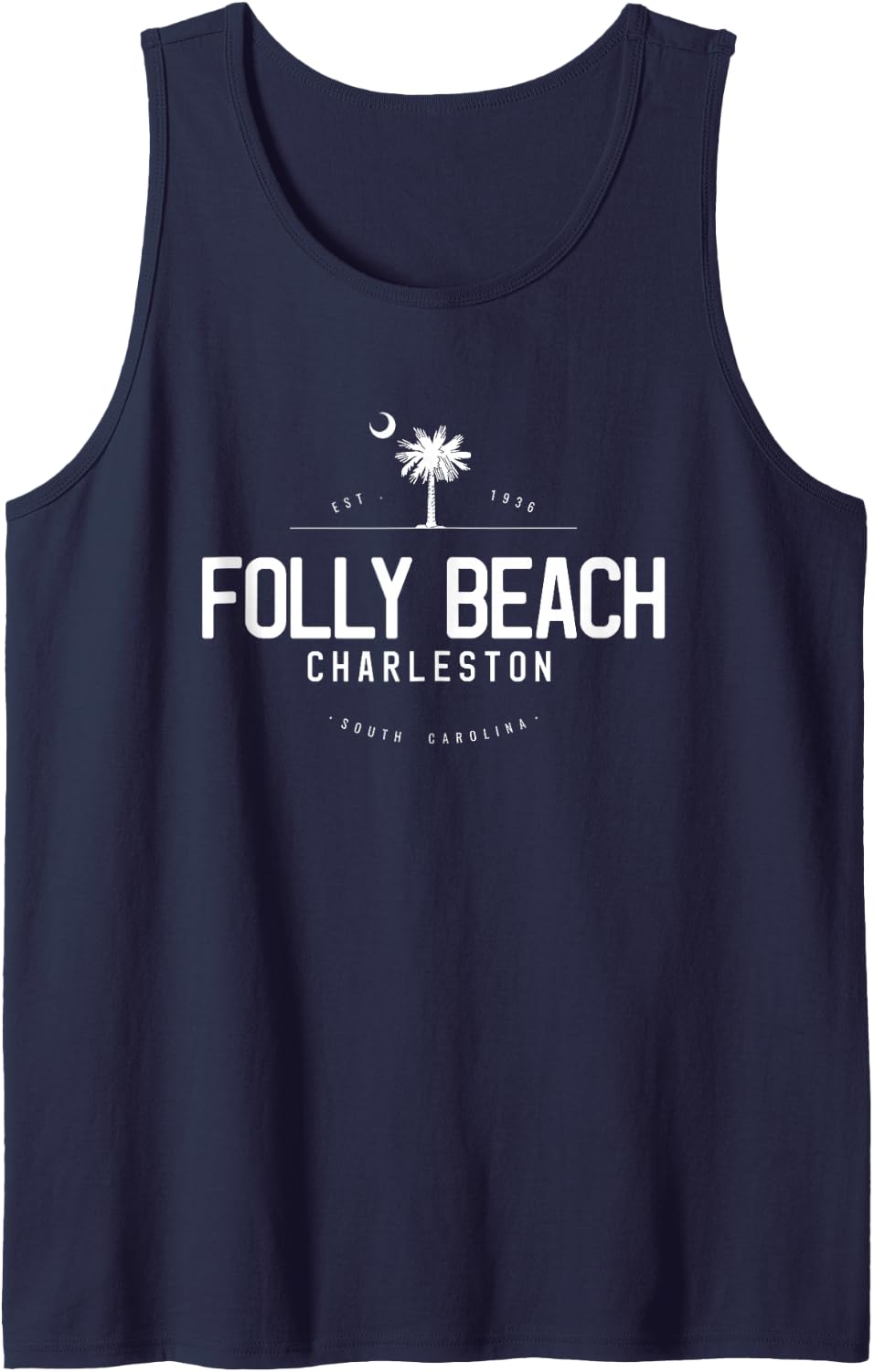 Folly Beach South Carolina Surfing Tank Top - Navy Blue