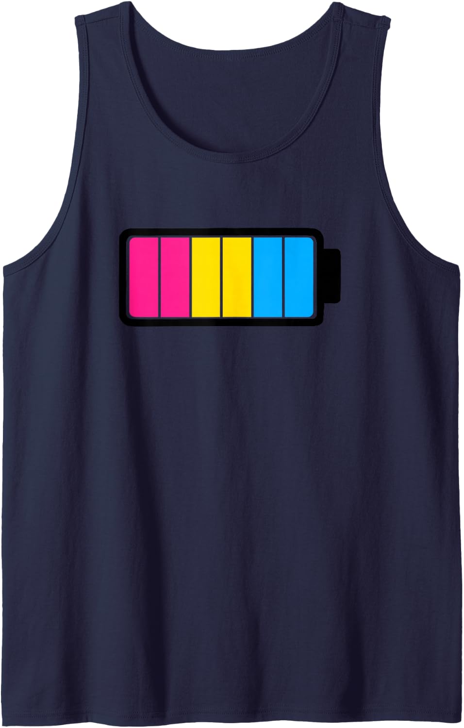 Pansexual Pride Battery - LGBTQ Pan Flag - Discreet LGBTQIA Sleeveless Tank Top - Navy Blue