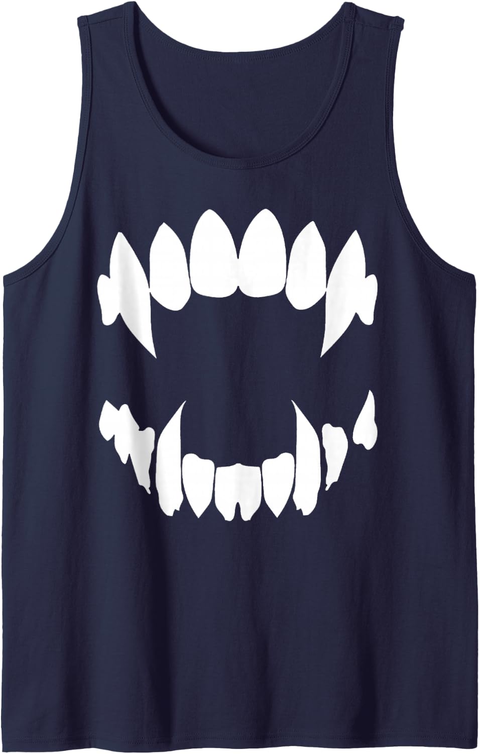 Vampire Fangs Occult Dark Grunge Bite Goth Aesthetic Teeth Tank Top - Navy Blue
