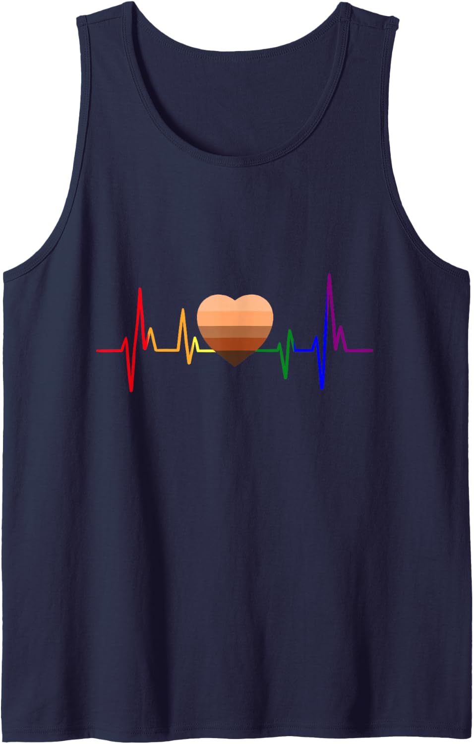 Melanin Heart-beat LGBT-Q Pride Black History Month BLM Gay Sleeveless Tank Top - Navy Blue