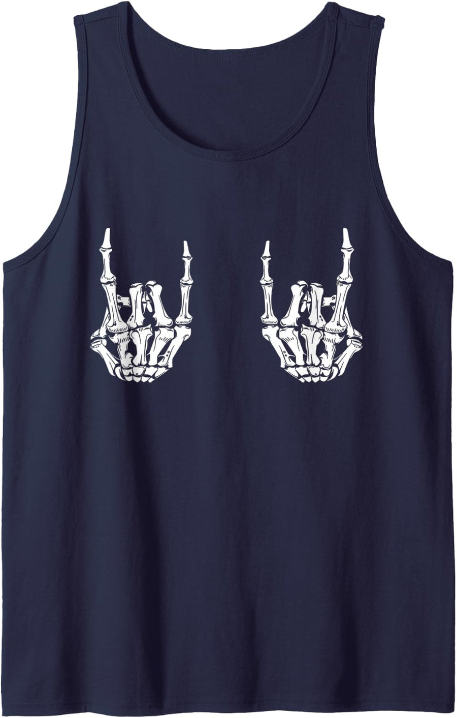 Rock On Rock Star Skeleton Hands Rocker Funny Halloween Tank Top - Navy Blue
