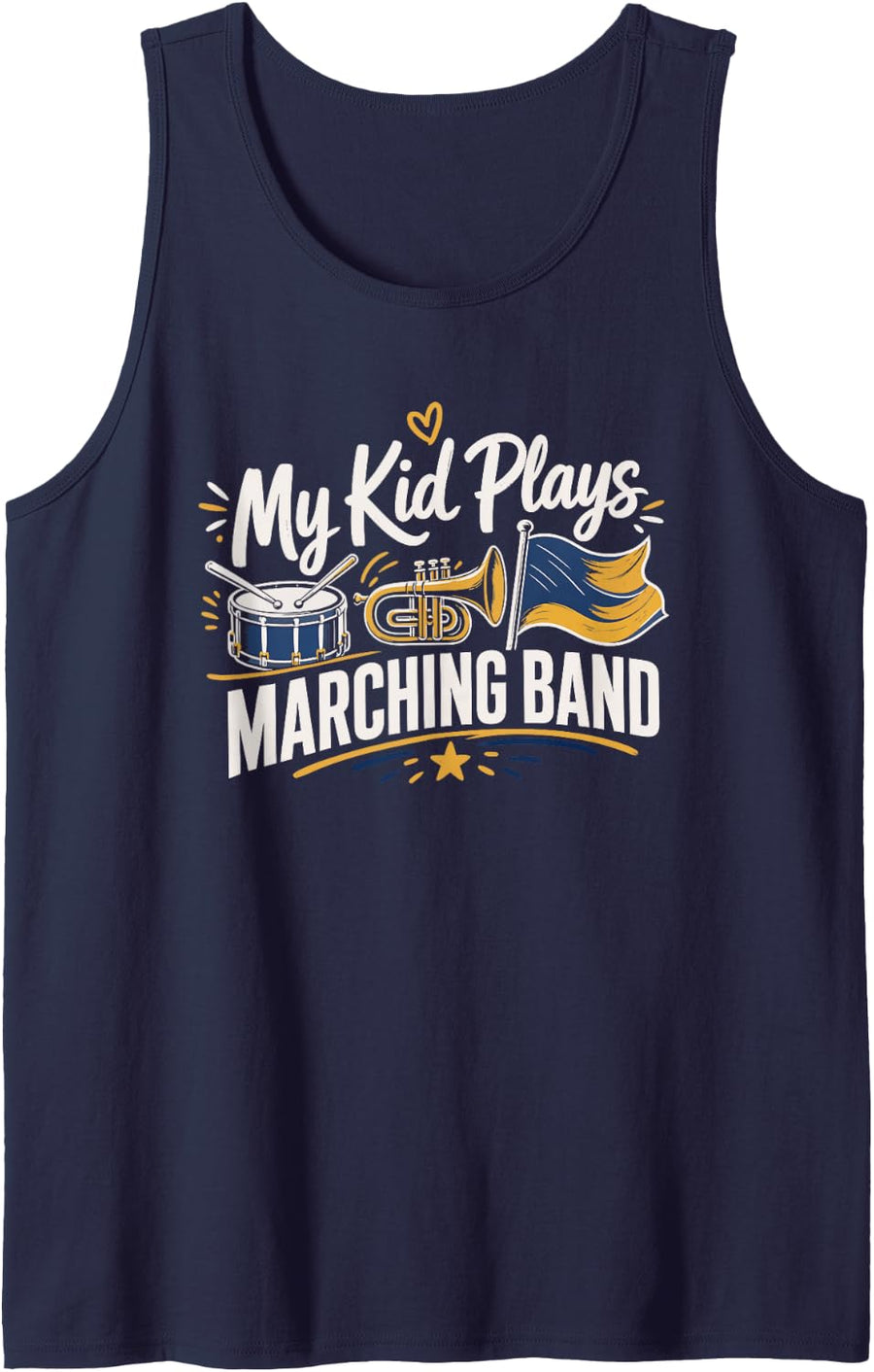 Marching Band Drum Trumpet Music Tank Top - Navy Blue