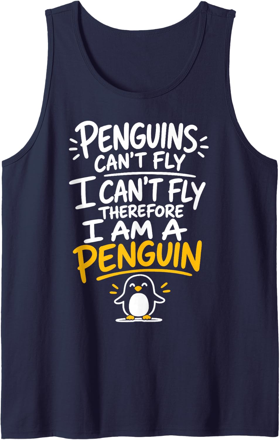 Funny Penguins I Am A Penguin Sleeveless Tank Top - Navy Blue